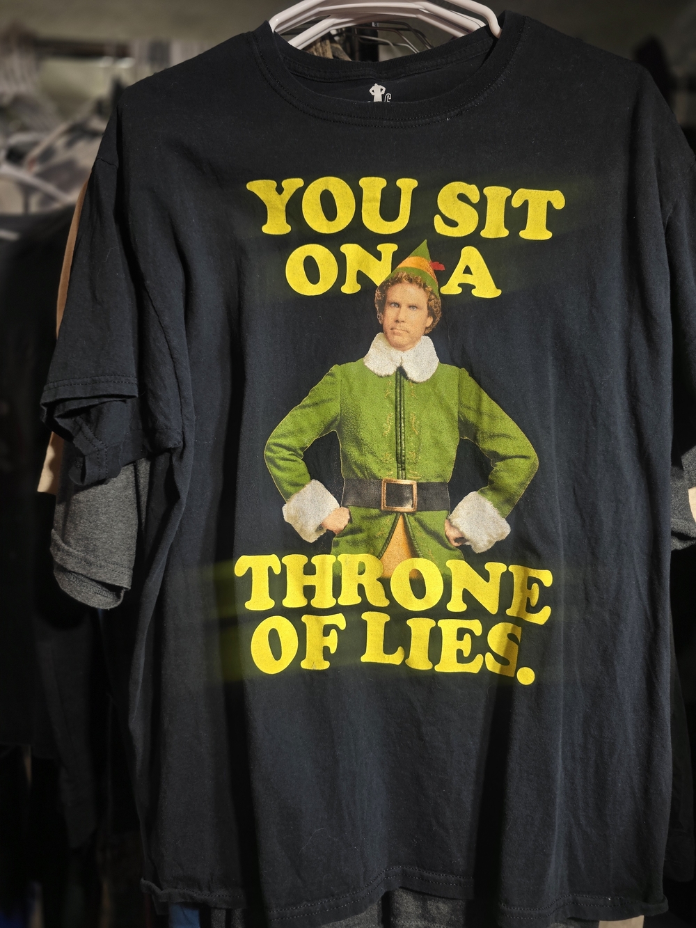 Ripple Junction Black Graphic Tee with Yellow & Green Elf Design